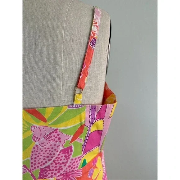 Lilly Pulitzer VTG 90s Dress 4 Fish Turtle Lemon Patchwork Sundress Babydoll - Picture 7 of 10